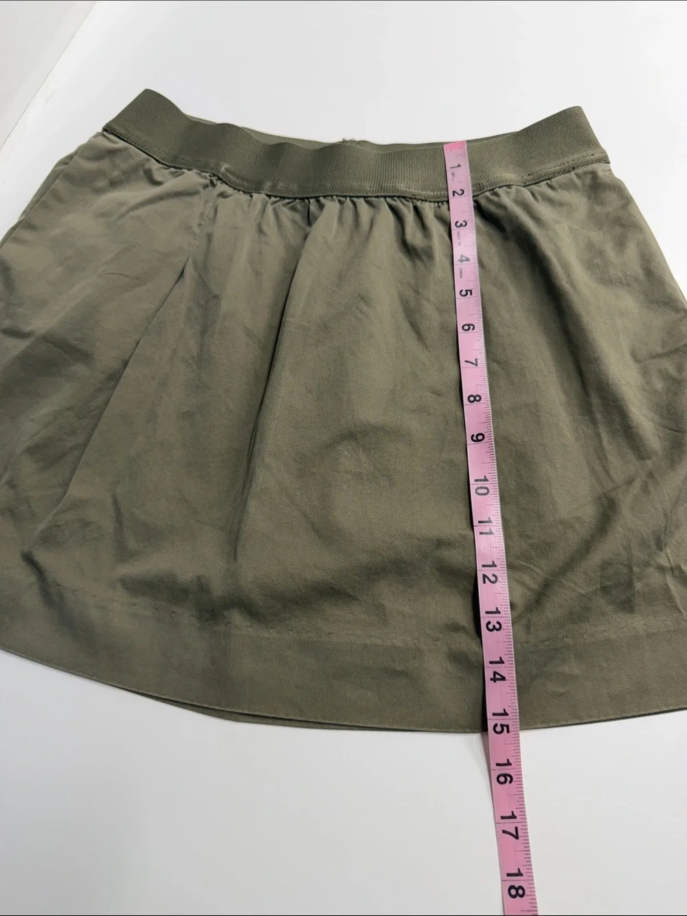 Imperfect vintage J. CREW mini‎ skirt 100% cotton pockets stretchy green label
